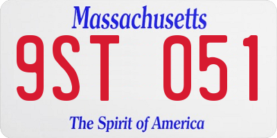 MA license plate 9ST051