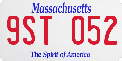 MA license plate 9ST052