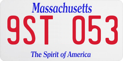 MA license plate 9ST053