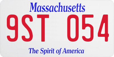 MA license plate 9ST054