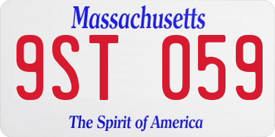 MA license plate 9ST059