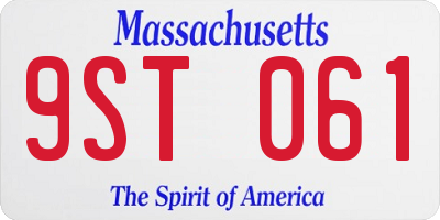 MA license plate 9ST061
