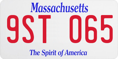 MA license plate 9ST065