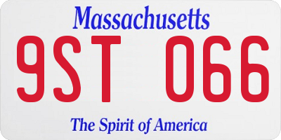 MA license plate 9ST066