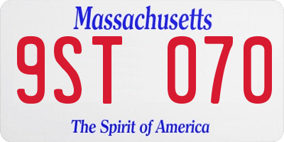 MA license plate 9ST070