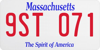 MA license plate 9ST071
