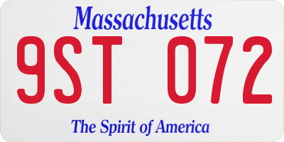 MA license plate 9ST072