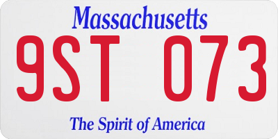 MA license plate 9ST073