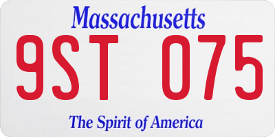 MA license plate 9ST075