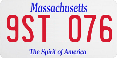 MA license plate 9ST076