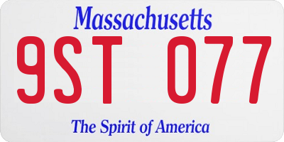 MA license plate 9ST077