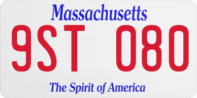 MA license plate 9ST080