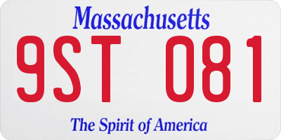MA license plate 9ST081