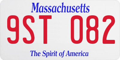 MA license plate 9ST082