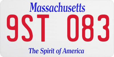 MA license plate 9ST083