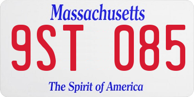 MA license plate 9ST085