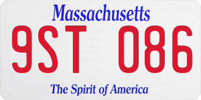 MA license plate 9ST086