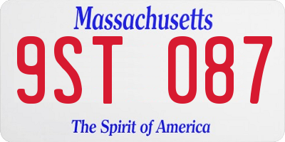 MA license plate 9ST087