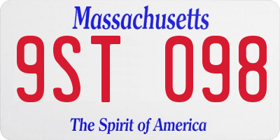 MA license plate 9ST098