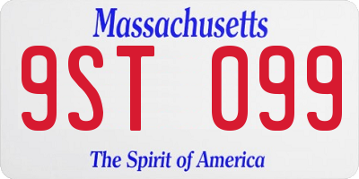 MA license plate 9ST099