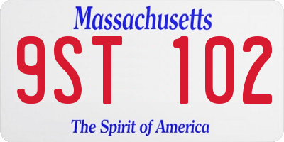 MA license plate 9ST102