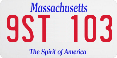 MA license plate 9ST103