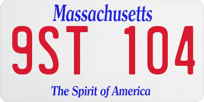 MA license plate 9ST104