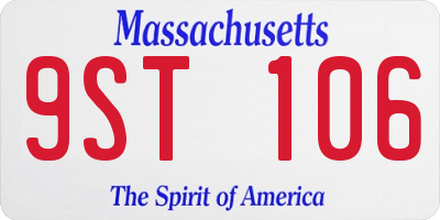 MA license plate 9ST106