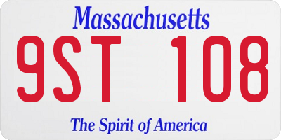 MA license plate 9ST108