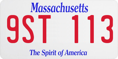 MA license plate 9ST113