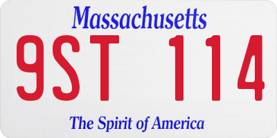 MA license plate 9ST114