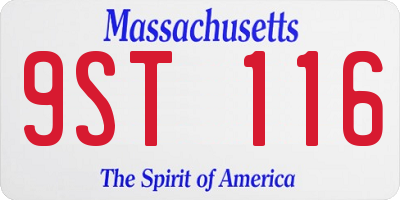 MA license plate 9ST116