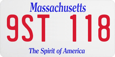 MA license plate 9ST118