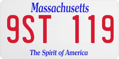 MA license plate 9ST119