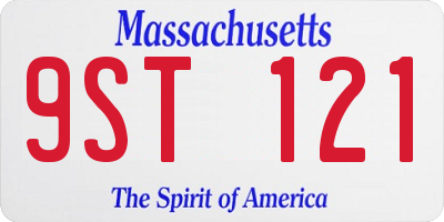 MA license plate 9ST121
