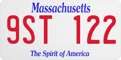 MA license plate 9ST122