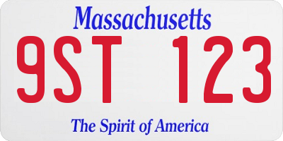 MA license plate 9ST123