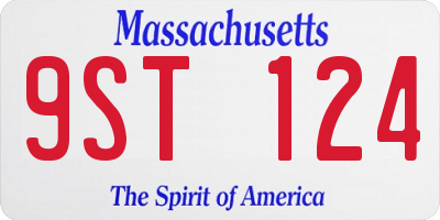 MA license plate 9ST124
