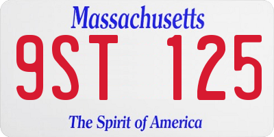 MA license plate 9ST125