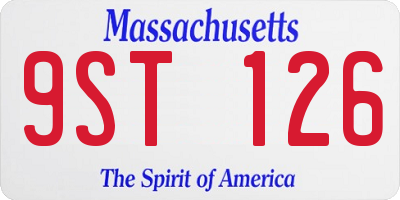 MA license plate 9ST126