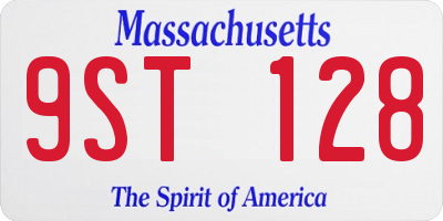 MA license plate 9ST128