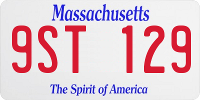 MA license plate 9ST129