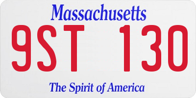 MA license plate 9ST130