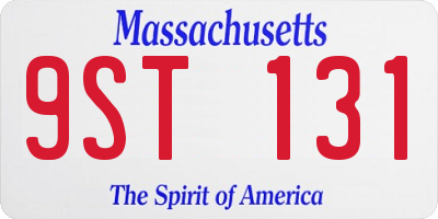 MA license plate 9ST131