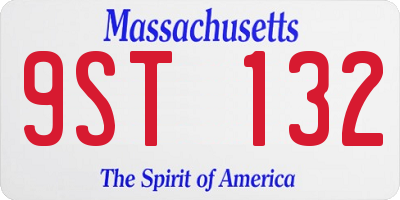 MA license plate 9ST132