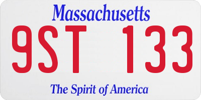 MA license plate 9ST133