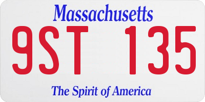 MA license plate 9ST135