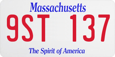 MA license plate 9ST137
