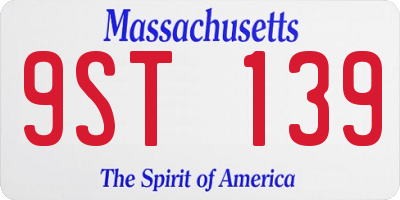 MA license plate 9ST139