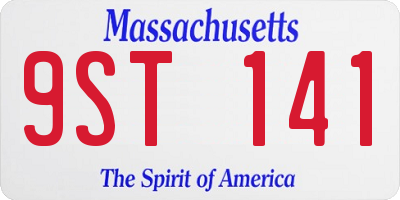MA license plate 9ST141